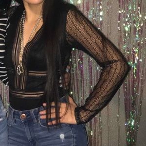 Black laced see thru top